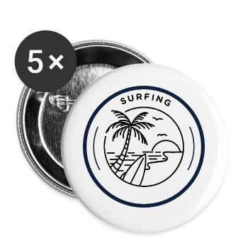 Colored plant patterns on dark background - Buttons large 2.2''/56 mm (5-pack) - white - Front
