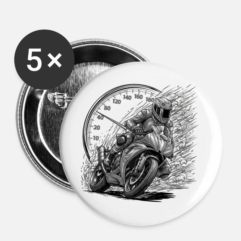 Biker driven by speed - Buttons large 2.2''/56 mm (5-pack) - white