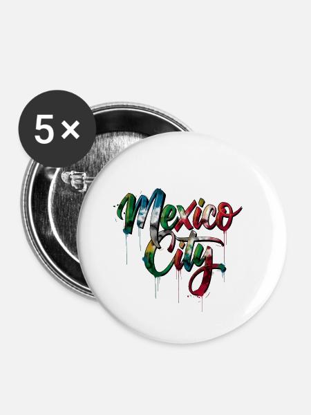 Mexico City - Buttons groß 56 mm (5er Pack) - Weiß