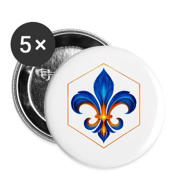 Fleur-de-Lys Flame Blue and Gold Glow - Buttons large 2.2''/56 mm (5-pack) - white - Front