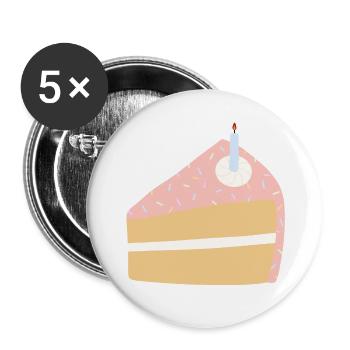 Festive Birthday Cake Illustration - Buttons large 2.2''/56 mm (5-pack) - white - Front