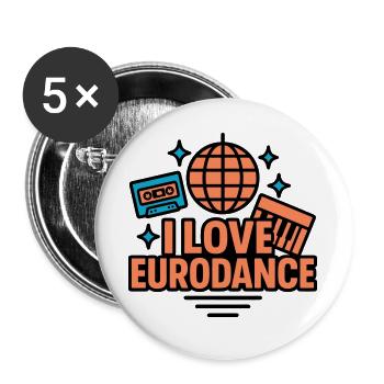 Eurodance Love Neon Design - Buttons groß 56 mm (5er Pack) - Weiß - Vorne