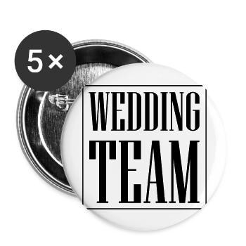 Wedding Team Hochzeit - Buttons groß 56 mm (5er Pack) - Weiß - Vorne