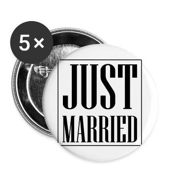 Just Married Wedding - Buttons large 2.2''/56 mm (5-pack) - white - Front
