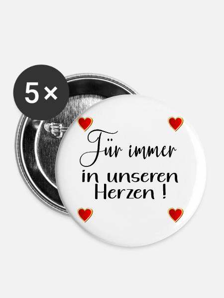ABSCHIED TEAM HERZ - Buttons groß 56 mm (5er Pack) - Weiß