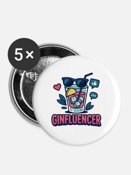 Ginfluencer - Buttons groß 56 mm (5er Pack) - Weiß
