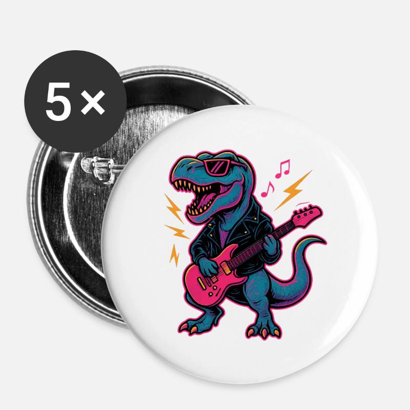Rock Dino - Buttons large 2.2''/56 mm (5-pack) - white
