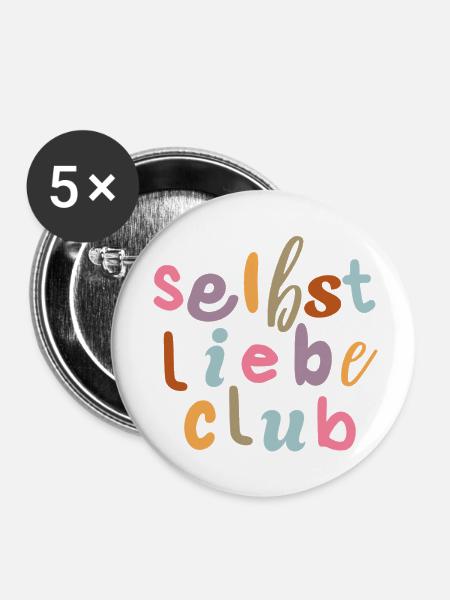 Selbstliebe Club - Buttons groß 56 mm (5er Pack) - Weiß