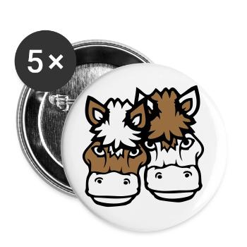 2 Pferde Mann Frau Liebespaar Freunde Liebe Team - Buttons groß 56 mm (5er Pack) - Weiß - Vorne