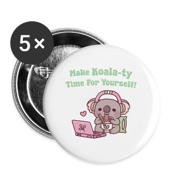 De mignons koalas mangeant des nouilles font du temps pour les koala-ty - Lot de 5 grands badges (56 mm) - blanc - Devant