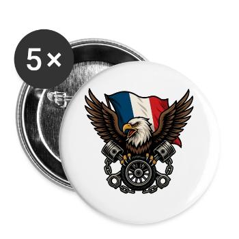 French Eagle with Flag - Buttons large 2.2''/56 mm (5-pack) - white - Front