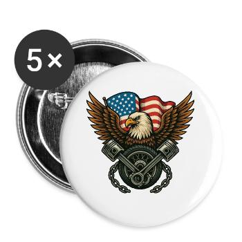 Patriotic Eagle with USA Flag - Buttons large 2.2''/56 mm (5-pack) - white - Front