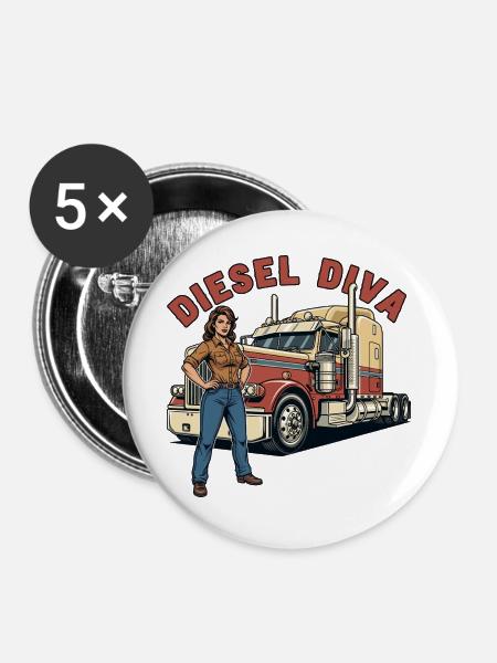 Diesel Diva - Buttons groß 56 mm (5er Pack) - Weiß