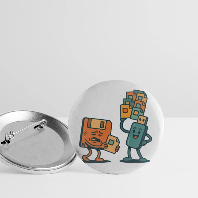 Floppy Disk vs USB Drive Retro Tech Sarcasm Buttons large 2.2''/56 mm (5-pack)
