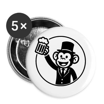 Affe Bräutigam Junggeselle Bier - Buttons groß 56 mm (5er Pack) - Weiß - Vorne