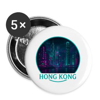 Hong Kong Souvenir Cyberpunk - Buttons groß 56 mm (5er Pack) - Weiß - Vorne