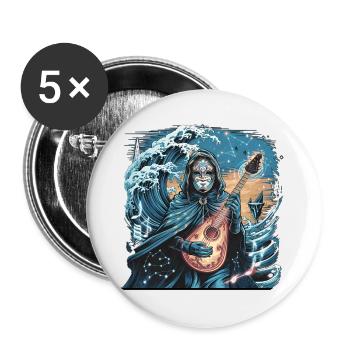Vague mystique de l’océan avec musicien fantomatique - Lot de 5 grands badges (56 mm) - blanc - Devant