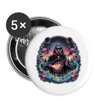 Mystischer Astronaut Musiker Illustration - Buttons groß 56 mm (5er Pack) - Weiß - Vorne