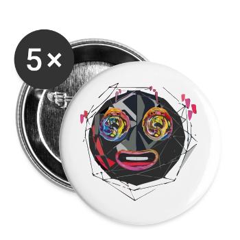 Triple Moji - Lot de 5 grands badges (56 mm) - blanc - Devant