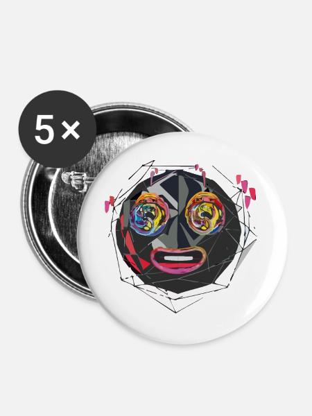 Triple Moji - Buttons groß 56 mm (5er Pack) - Weiß