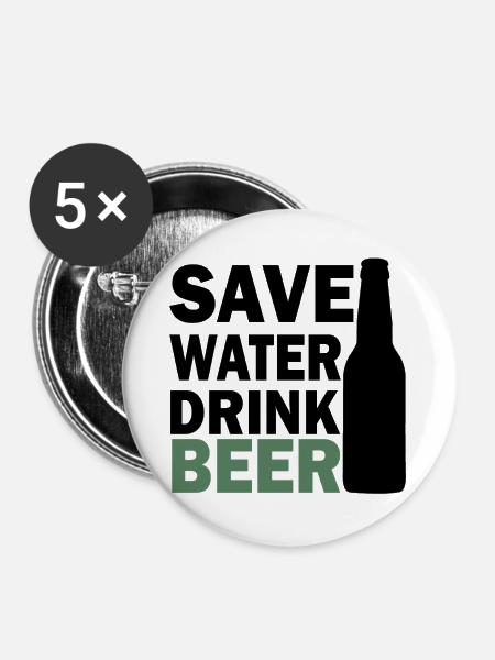 Hopfen und Gerste Bier Illustration - Buttons groß 56 mm (5er Pack) - Weiß