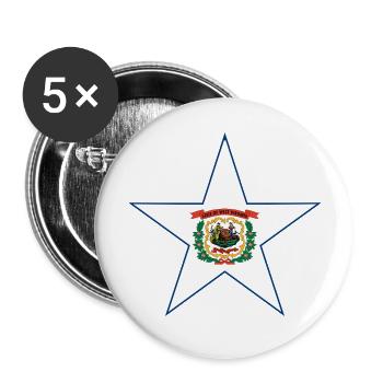 West Virginia Fan Shirt – Natur & Stolz - Buttons groß 56 mm (5er Pack) - Weiß - Vorne