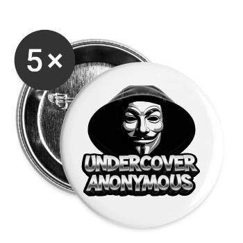 Undercover Anonymous - Buttons groß 56 mm (5er Pack) - Weiß - Vorne