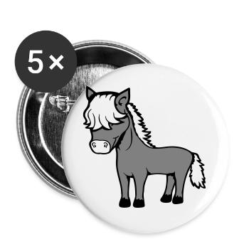 Pferd Bob Haare Frisur Pony Fohlen Niedlich Comic - Buttons groß 56 mm (5er Pack) - Weiß - Vorne