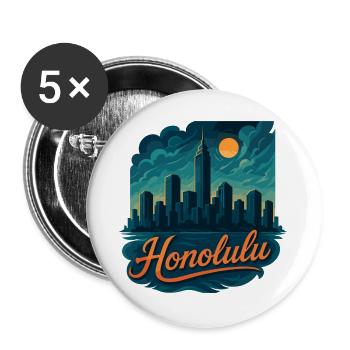 Honolulu Waikiki Capital Hawaii Aloha Gift - Buttons large 2.2''/56 mm (5-pack) - white - Front
