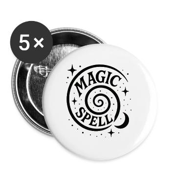 Magic Spiral with Moon and Stars - Buttons large 2.2''/56 mm (5-pack) - white - Front
