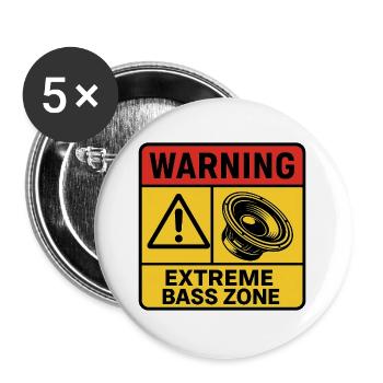 Warnung vor extremen Basszonen - Buttons groß 56 mm (5er Pack) - Weiß - Vorne