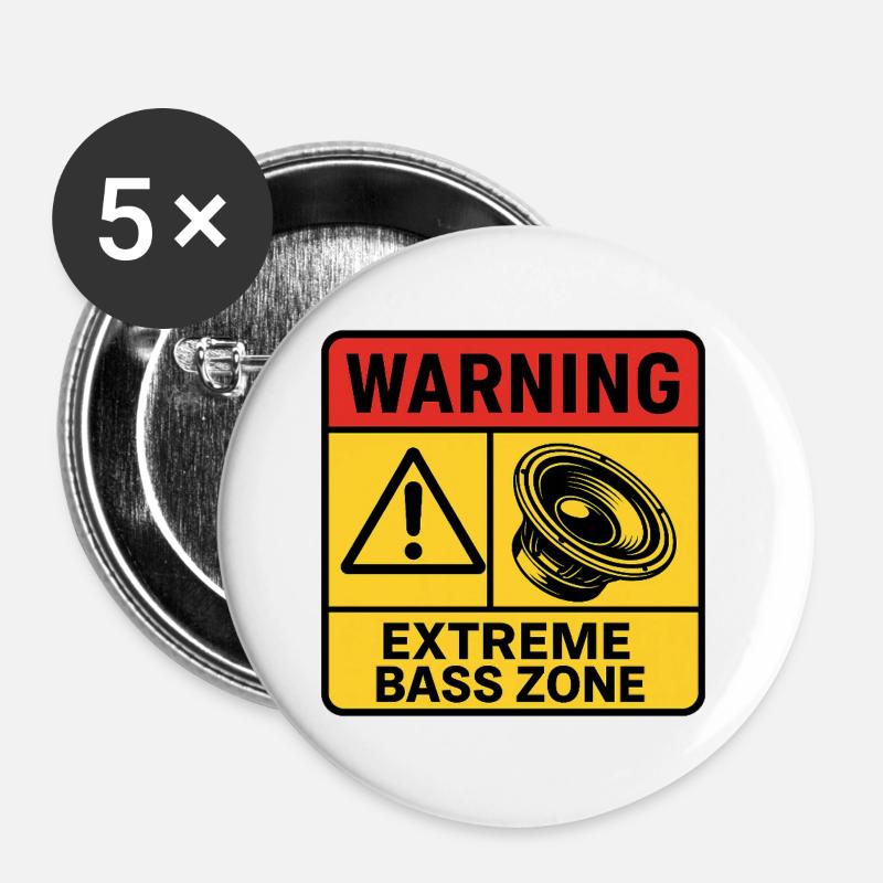Extreme Bass Zone Warning - Buttons large 2.2''/56 mm (5-pack) - white
