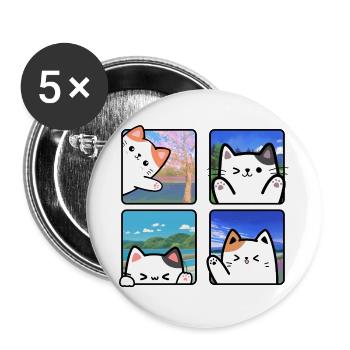 Katze Reisende - Buttons groß 56 mm (5er Pack) - Weiß - Vorne