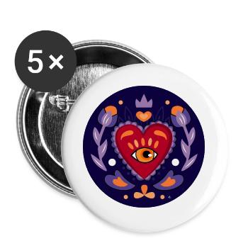 Mystisches Herz - Buttons groß 56 mm (5er Pack) - Weiß - Vorne