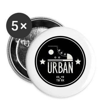 Urban Style Badge Featuring Red Sneaker and Bold  - Lot de 5 grands badges (56 mm) - blanc - Devant