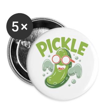 Personnage de dessin animé de cornichon drôle - Lot de 5 grands badges (56 mm) - blanc - Devant