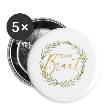 Elegant Team Bride - Design with Laurel Wreath - Buttons large 2.2''/56 mm (5-pack) - white - Front