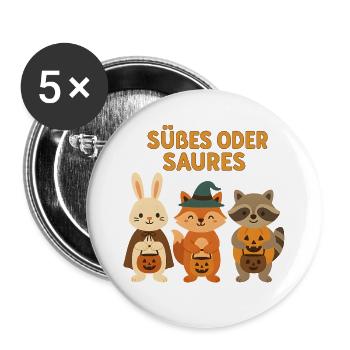 Süßes oder Saures - Waldtiere - Buttons groß 56 mm (5er Pack) - Weiß - Vorne