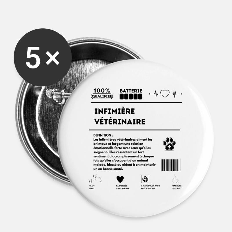 ASV_Nac - Buttons groß 56 mm (5er Pack) - Weiß
