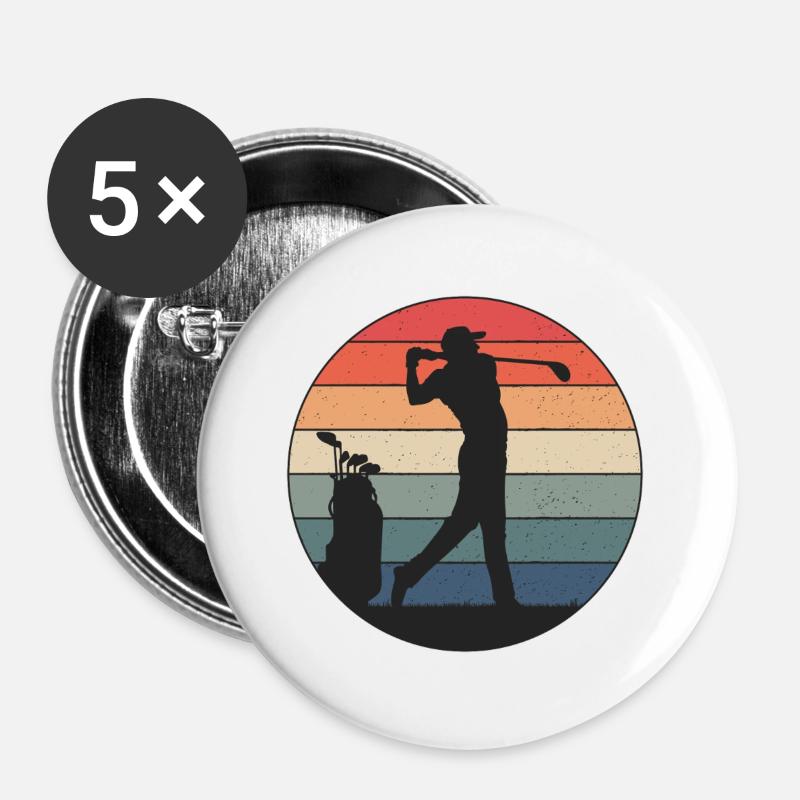 Golfer hits just right - Buttons large 2.2''/56 mm (5-pack) - white