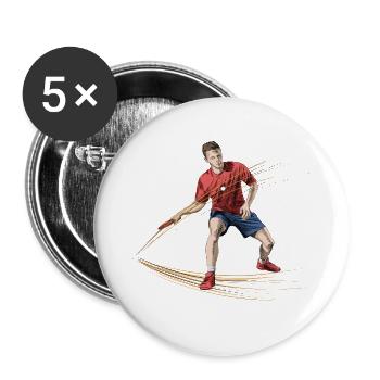 Dynamischer Tischtennisspieler mit Energieeffekten - Buttons groß 56 mm (5er Pack) - Weiß - Vorne