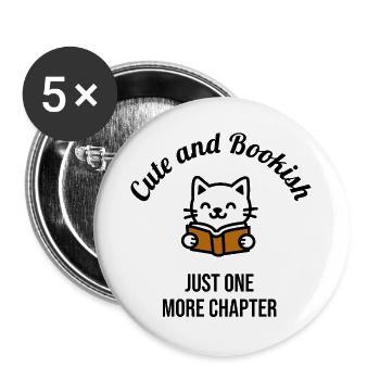 Cute Cat Reading Book  - Buttons large 2.2''/56 mm (5-pack) - white - Front