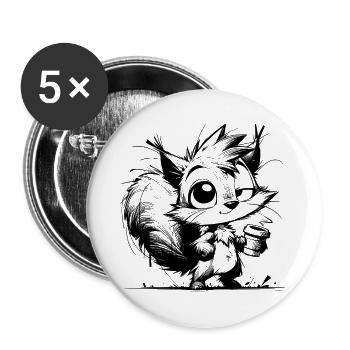 Kaffee Energie ersetzt Eichhörnchen Winterschlaf - Buttons groß 56 mm (5er Pack) - Weiß - Vorne