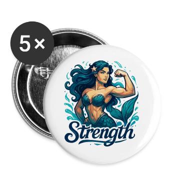 Strong Mermaid Nix Water Woman Gift - Buttons large 2.2''/56 mm (5-pack) - white - Front