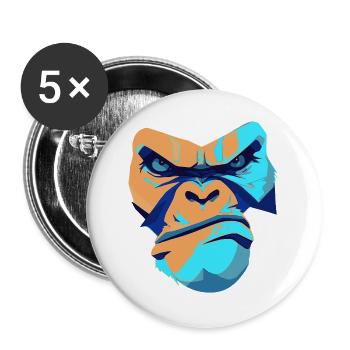 Untamed Gorilla Blue Front Print - Buttons large 2.2''/56 mm (5-pack) - white - Front