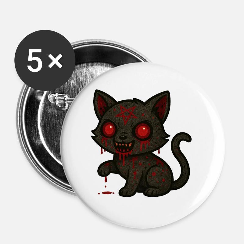 Dark Cat Occult - Buttons large 2.2''/56 mm (5-pack) - white