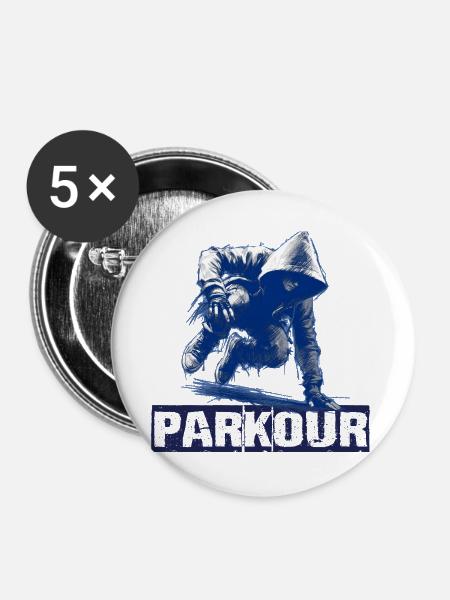 Parkour Streetstyle  - Buttons groß 56 mm (5er Pack) - Weiß