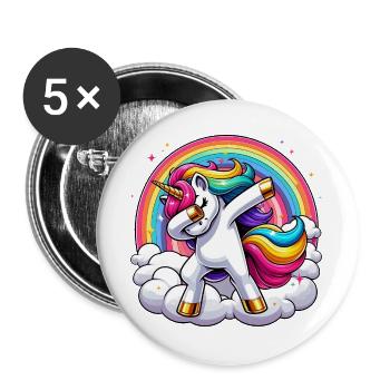 Dabbing Unicorn Rainbow Unicorn Kids - Buttons large 2.2''/56 mm (5-pack) - white - Front