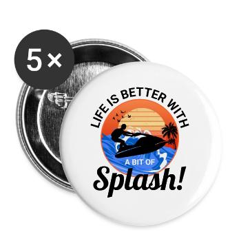 Besseres Leben mit Splash Personal Watercraft Rider - Buttons groß 56 mm (5er Pack) - Weiß - Vorne