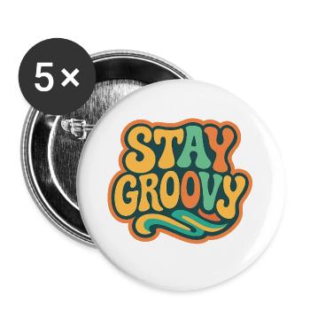 Stay Groovy Retro Vintage Design | 60s hippie style - Buttons large 2.2''/56 mm (5-pack) - white - Front